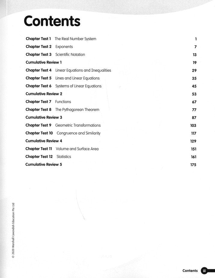 Math in Focus Assessment Guide Course 3 (Grade 8)