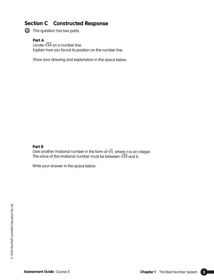 Math in Focus Assessment Guide Course 3 (Grade 8)