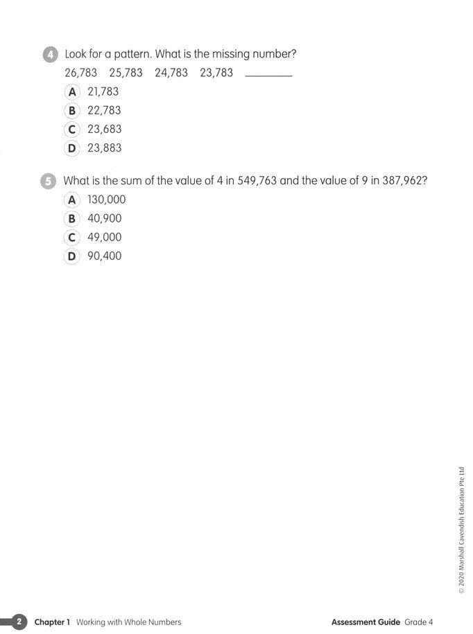 Math in Focus Assessment Guide Teacher Edition Grade 4