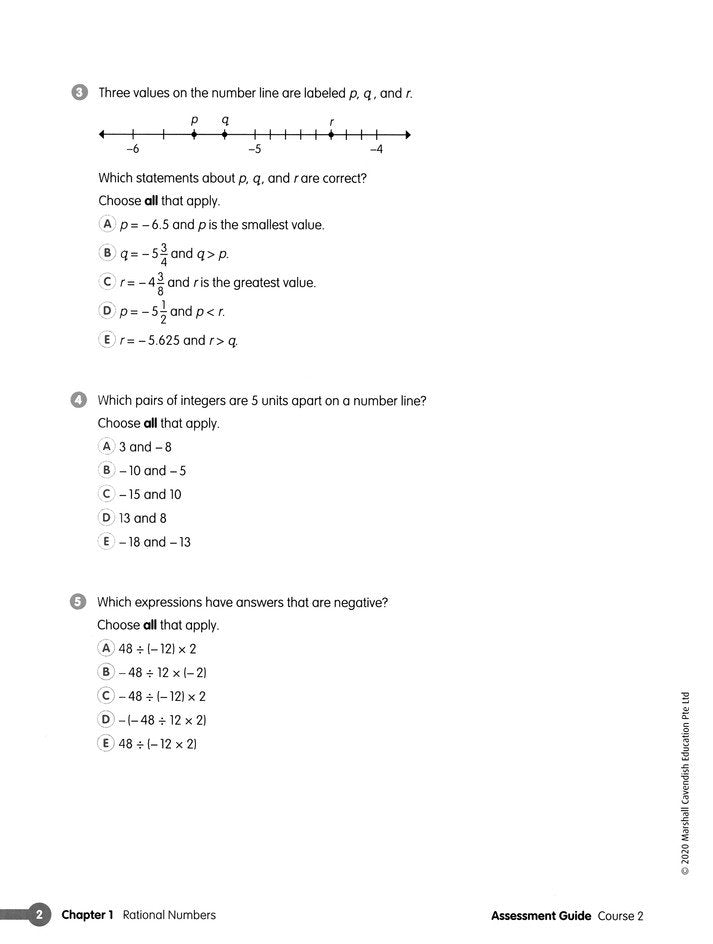 Math in Focus Assessment Guide Teacher Edition Course 2 (Grade 7)