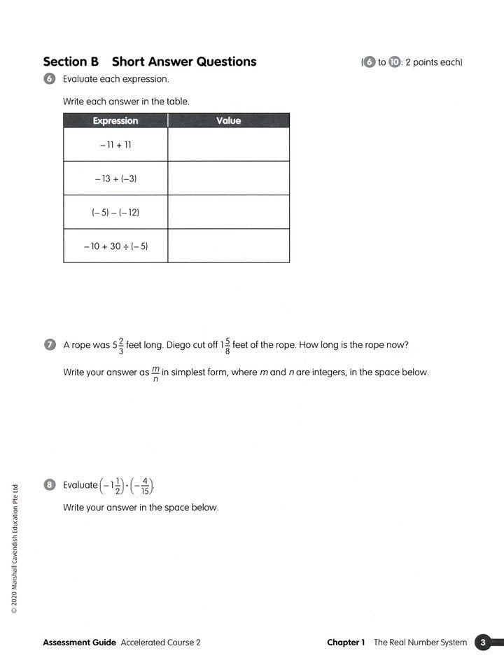 Math in Focus Assessment Guide Teacher Edition Accelerated (Grades 7-8)