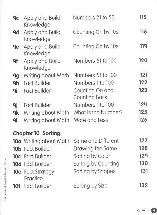 Math in Focus Singapore Math Fact Fluency Grade K