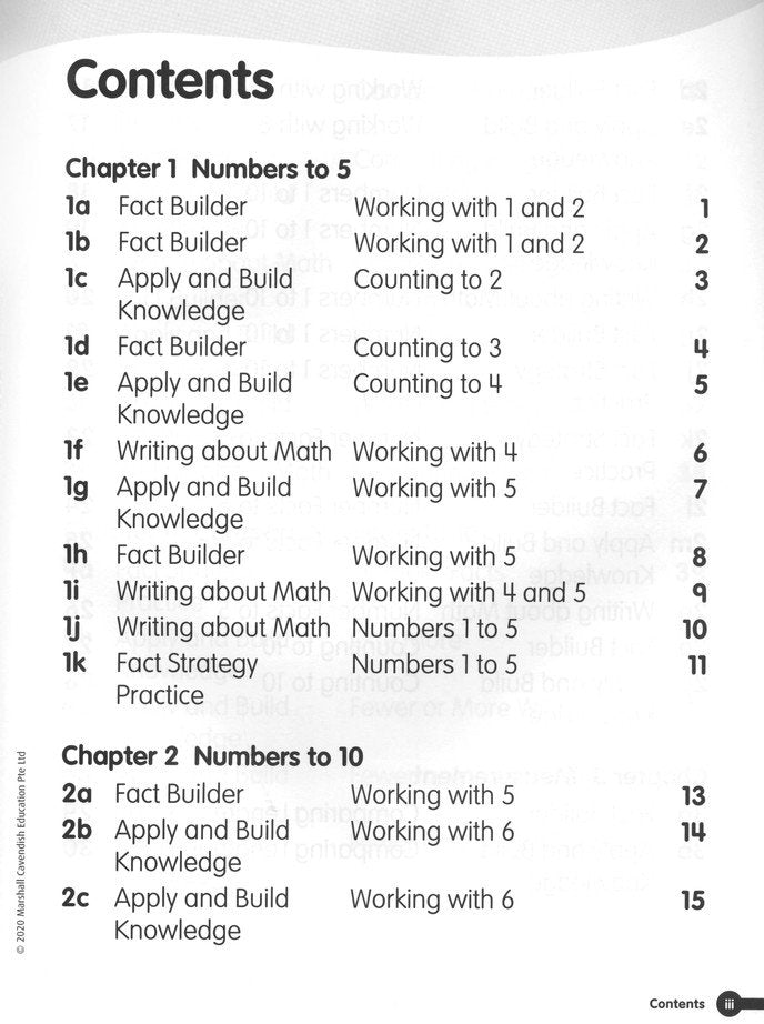 Math in Focus Singapore Math Fact Fluency Grade K