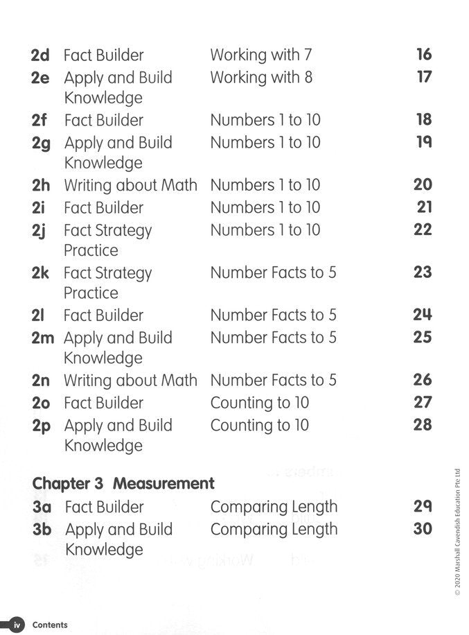 Math in Focus Singapore Math Fact Fluency Grade K