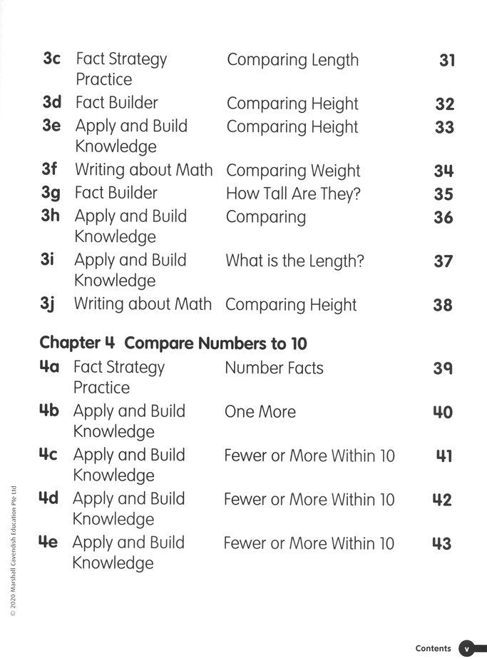 Math in Focus Singapore Math Fact Fluency Grade K