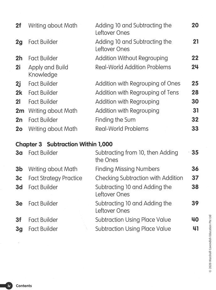 Math in Focus Singapore Math Fact Fluency Grade 2