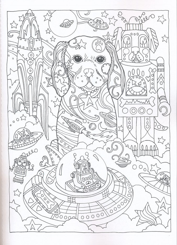 Dazzling Dogs Adult Coloring Book
