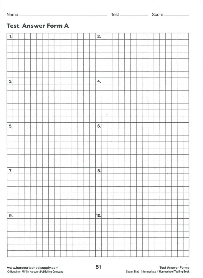 Saxon Math Intermediate 4 Homeschool Testing Book