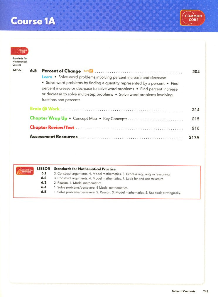 Math In Focus Course 1 for Grade 6 1st Semester Homeschool Kit