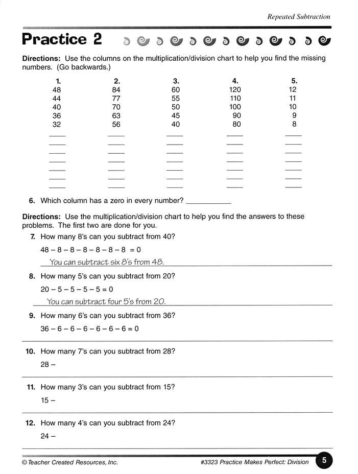 Practice Makes Perfect: Division (Grade 3)