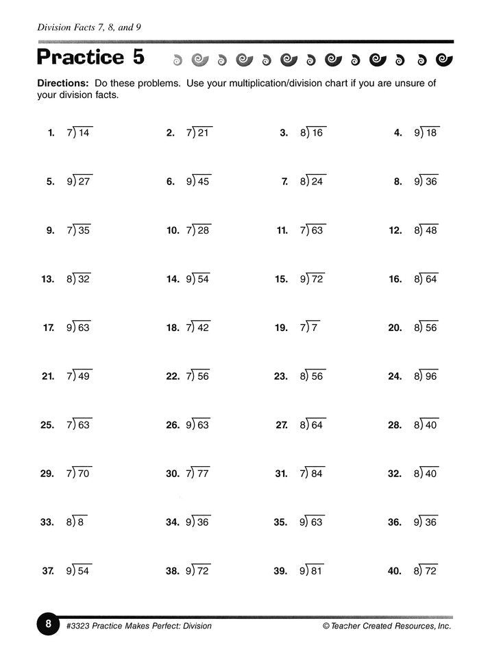 Practice Makes Perfect: Division (Grade 3)