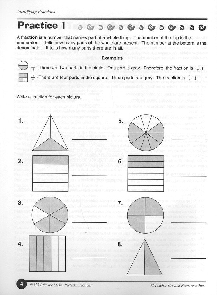 Practice Makes Perfect: Fractions (Grade 4)