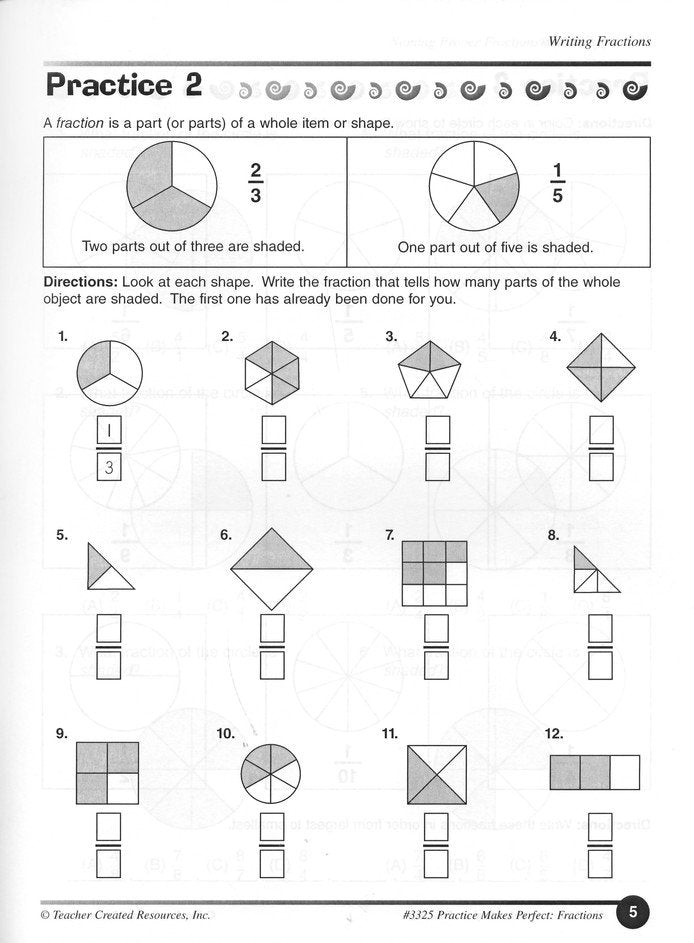 Practice Makes Perfect: Fractions (Grade 4)