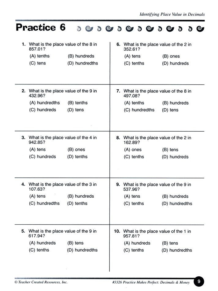 Decimals and Money, Grades 3 & 4