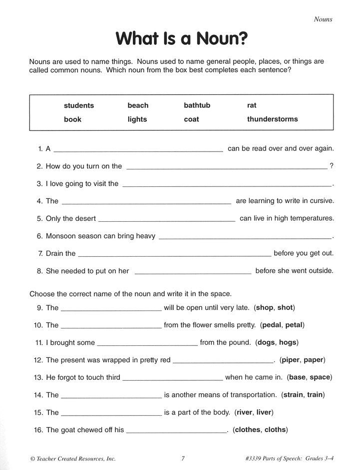 Practice Makes Perfect: Parts of Speech (Grades 3 and 4)