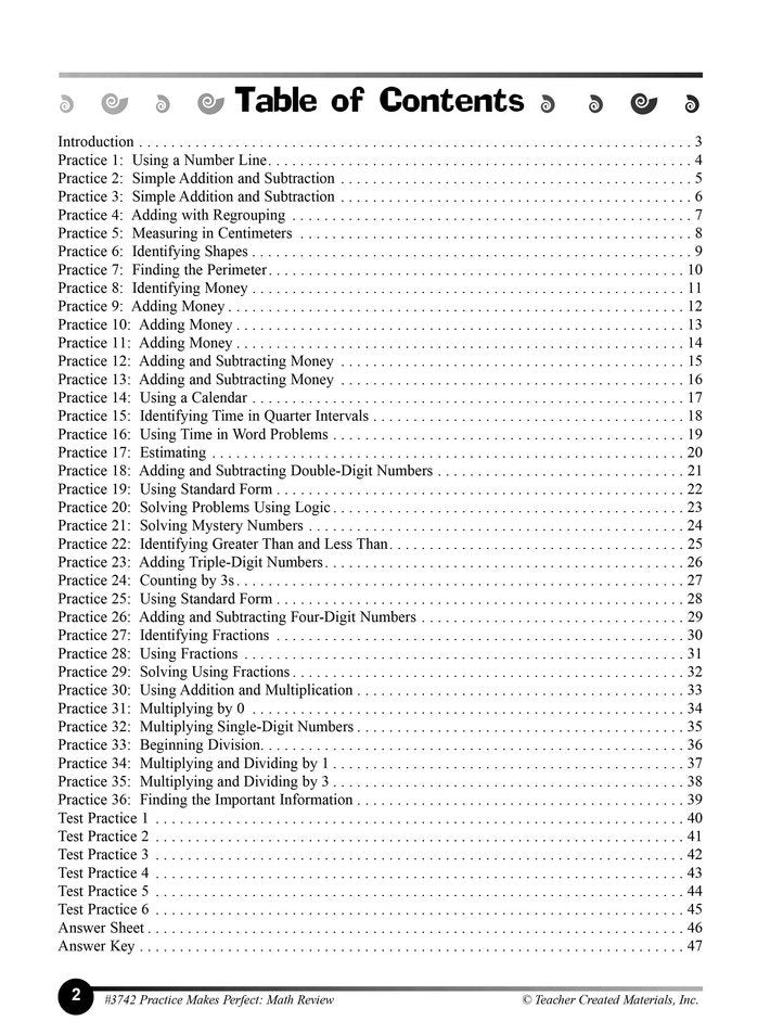 Practice Makes Perfect: Math Review (Grade 2)