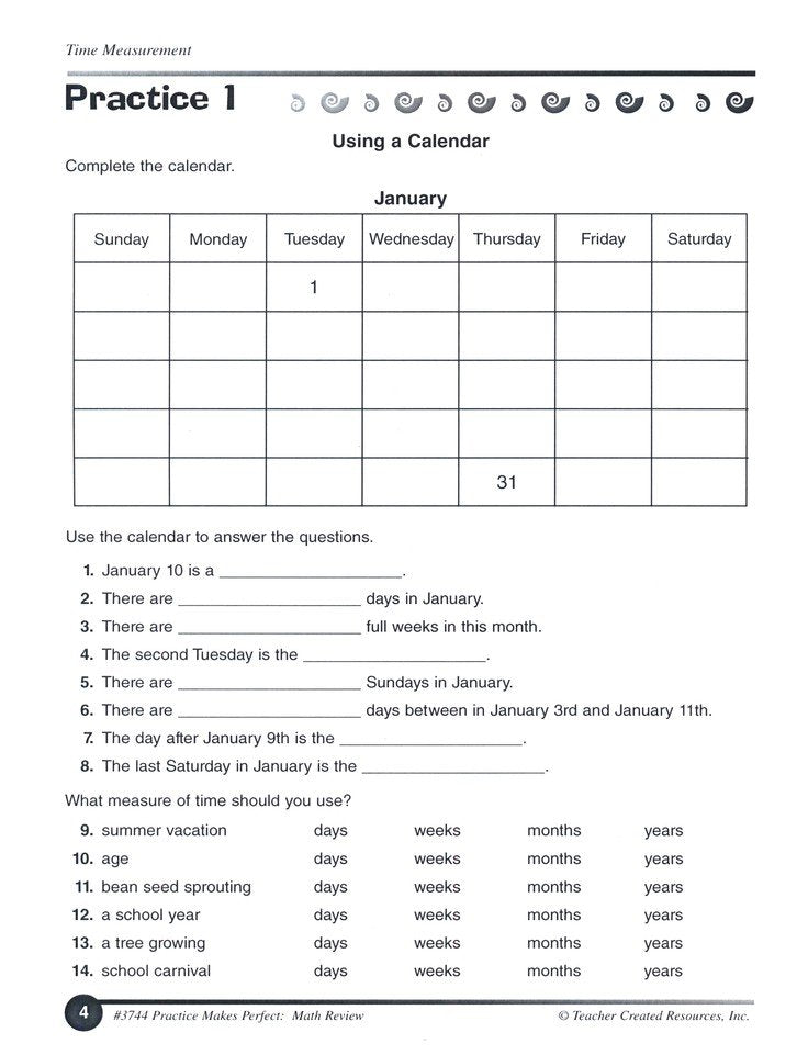 Practice Makes Perfect: Math Review (Grade 4)