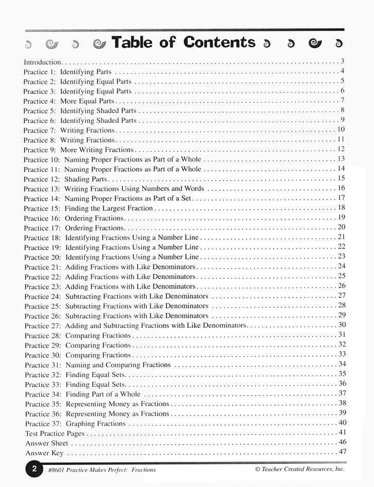 Practice Makes Perfect: Fractions (Grade 3)