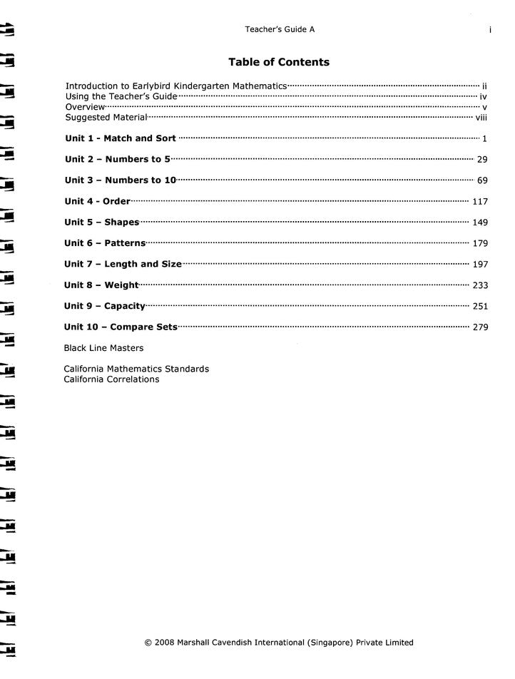 EarlyBird Kindergarten Math (Standards Edition)  Teacher's Guide A