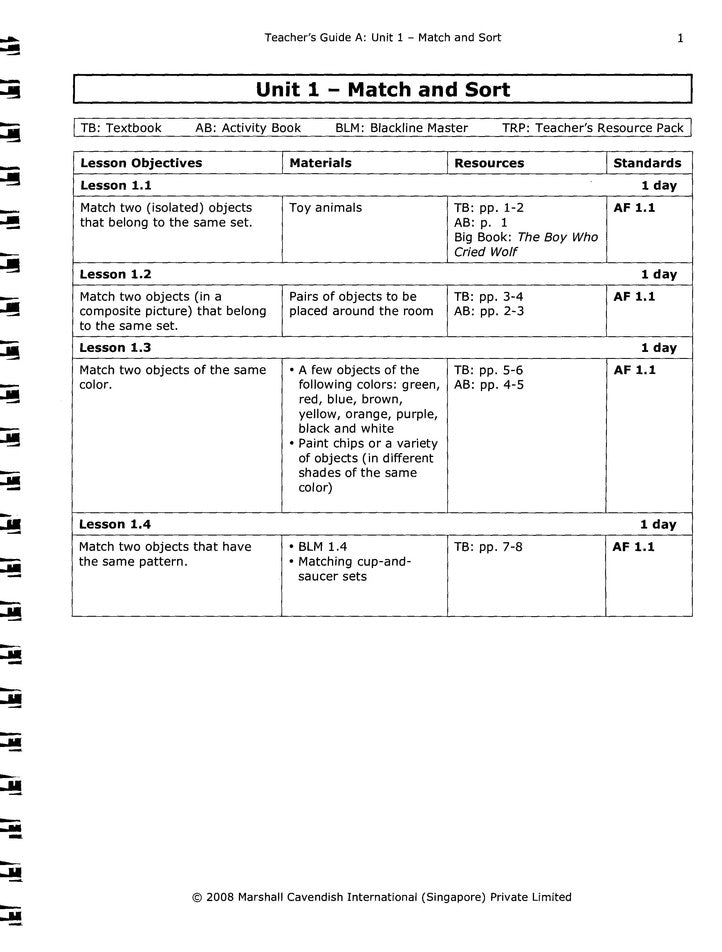 EarlyBird Kindergarten Math (Standards Edition)  Teacher's Guide A