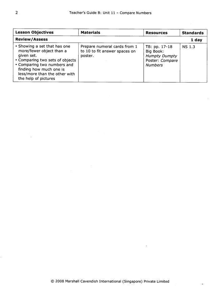 EarlyBird Kindergarten Math (Standards Edition)  Teacher's Guide B