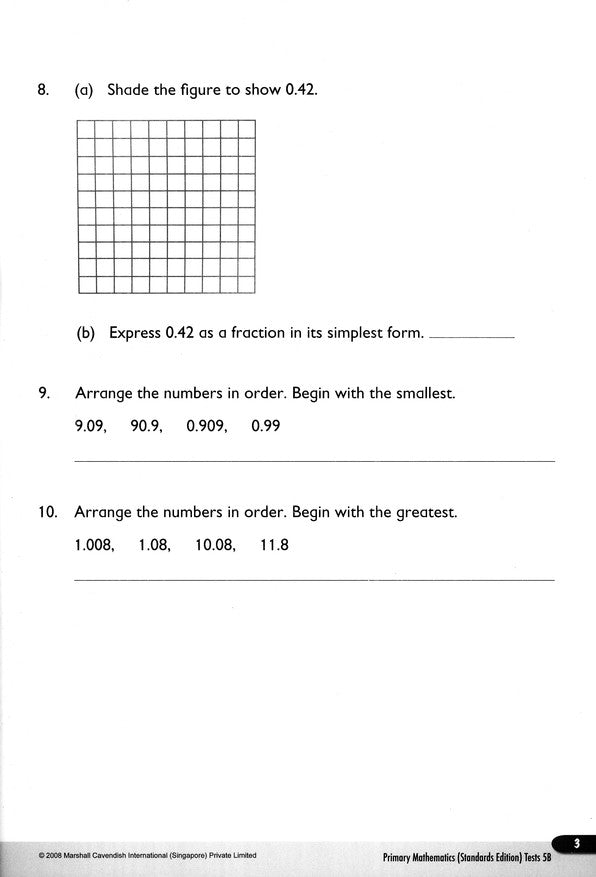 Primary Mathematics Tests 5B (Standards Edition)