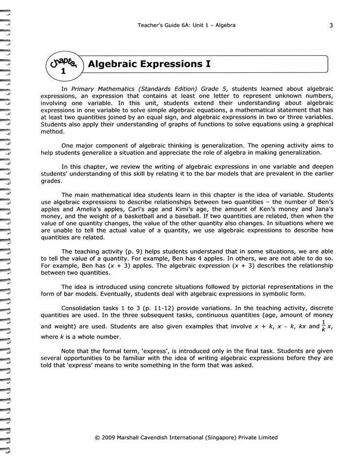 Primary Mathematics Standards Edition Level 6A Teacher Guide