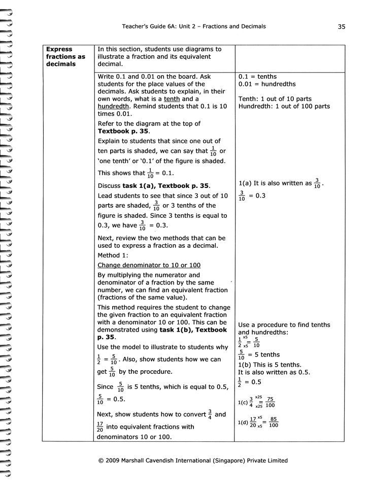 Primary Mathematics Standards Edition Level 6A Teacher Guide