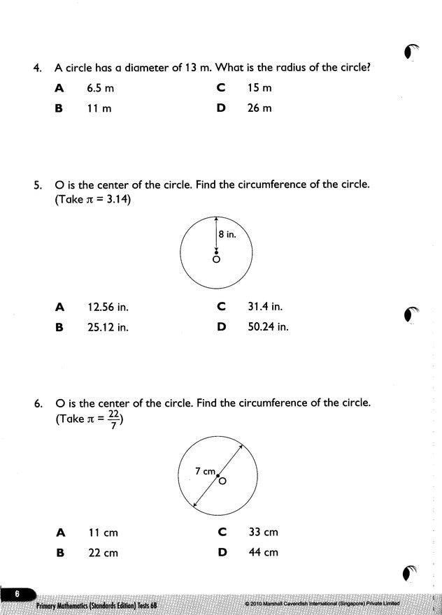 Primary Mathematics Tests 6B (Standards Edition)