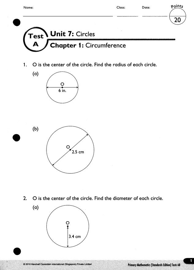 Primary Mathematics Tests 6B (Standards Edition)