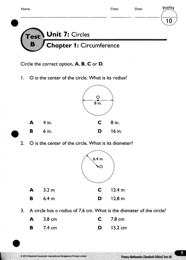 Primary Mathematics Tests 6B (Standards Edition)