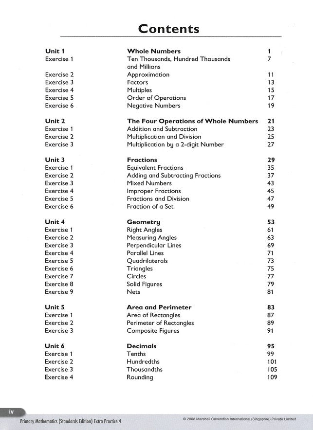 Primary Mathematics Extra Practice Book 4, Standards Edition