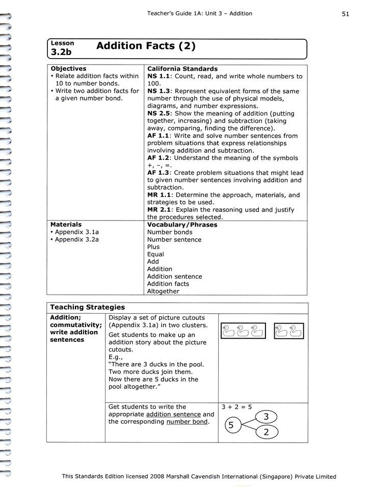 Primary Mathematics Standards Edition Level 1A Teacher Guide