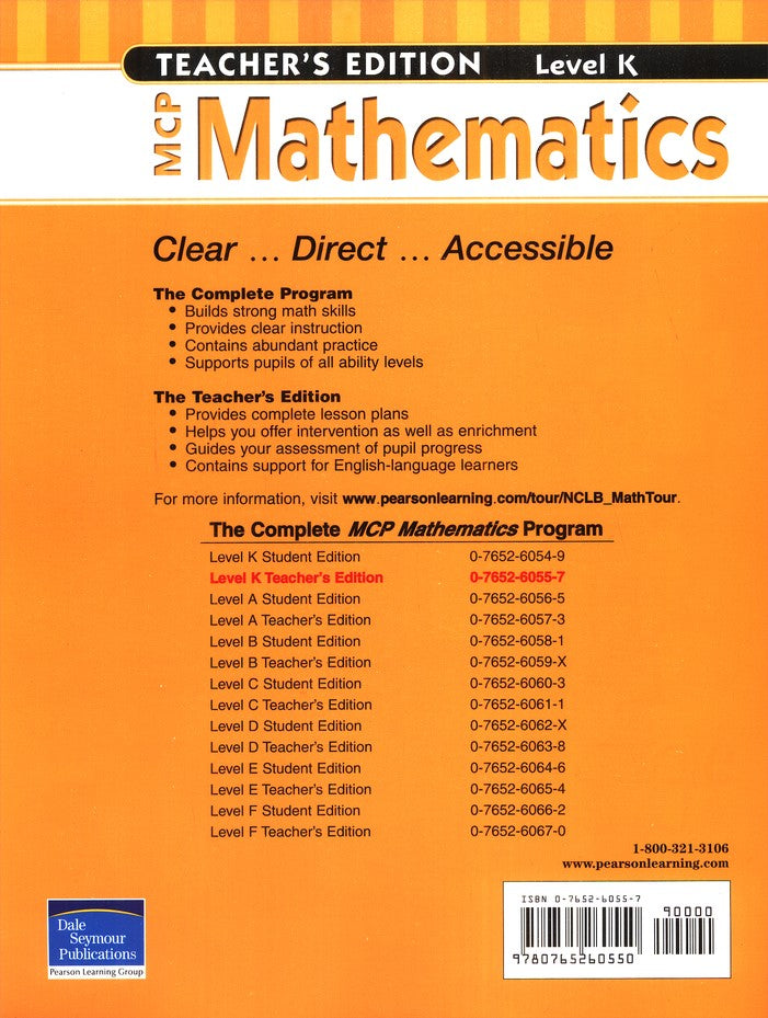 MCP Mathematics Level K Teacher's Edition (2005 Edition)