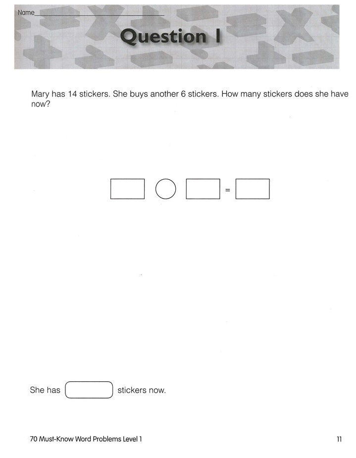 Singapore Math 70 Must-Know Word Problems, Level 1, Grades 1-2