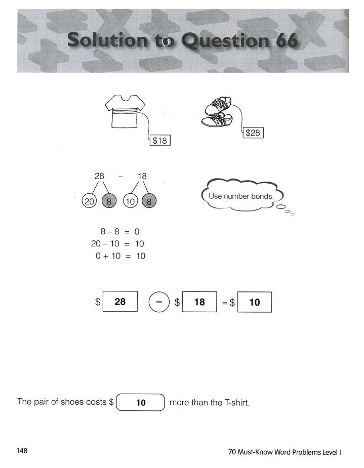 Singapore Math 70 Must-Know Word Problems, Level 1, Grades 1-2