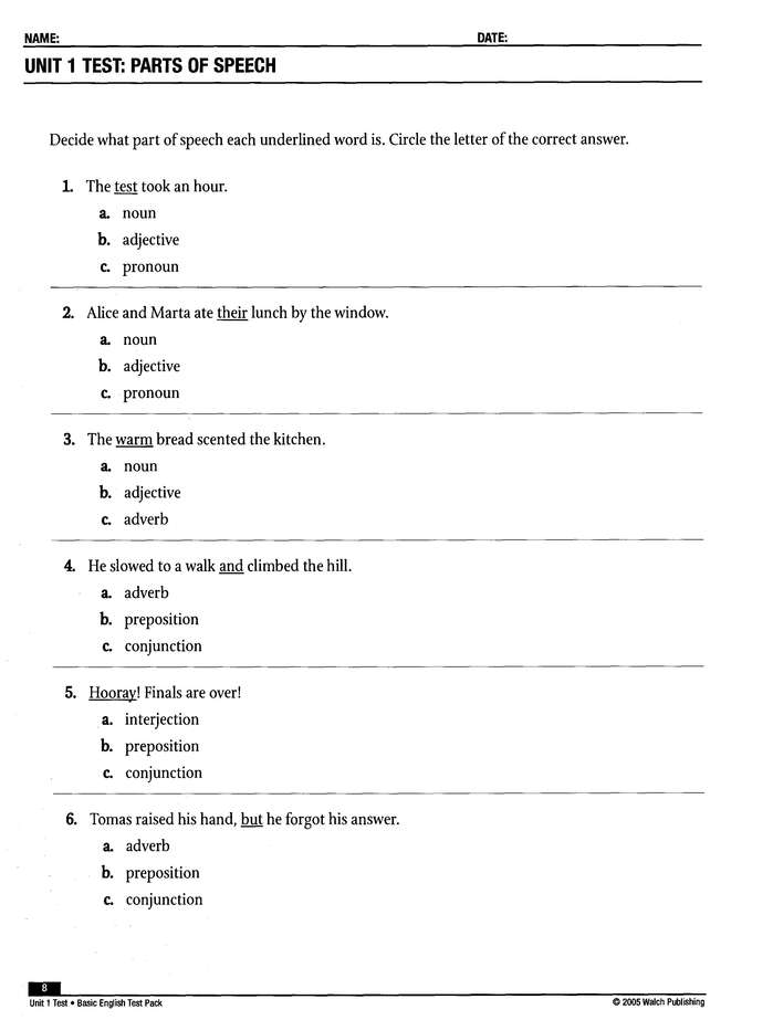 Power Basics, Basic English Tests