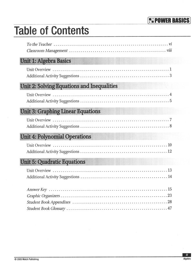 Power Basics Algebra Set