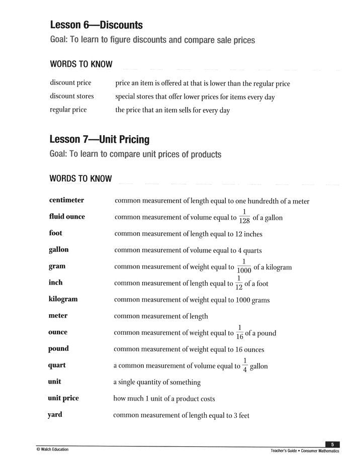 Power Basics: Consumer Mathematics Teacher's Guide