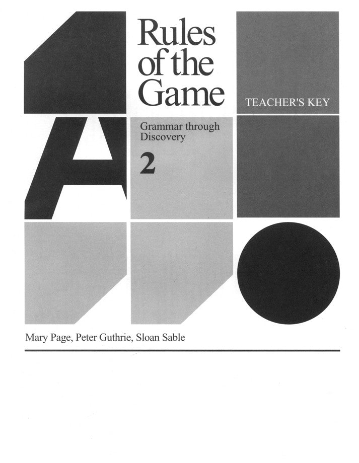 Rules of the Game, Teacher's Key, Book #2 (Homeschool  Edition)