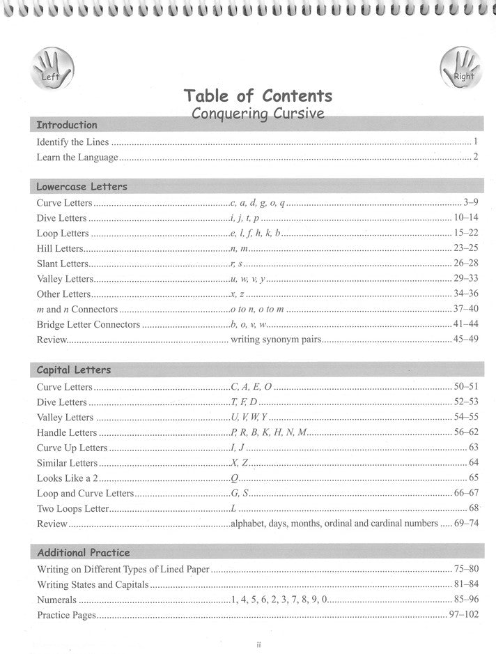 Conquering Cursive Left-Handed Workbook (Homeschool Edition)