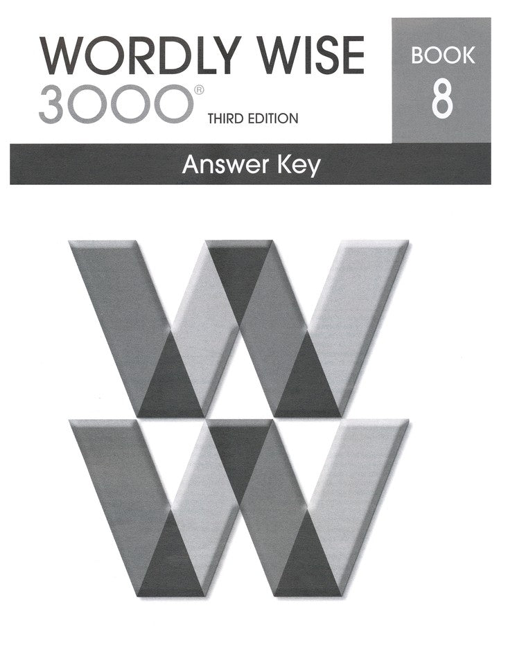 Wordly Wise 3000 3rd Edition Answer Key Book 8 (Homeschool Edition)