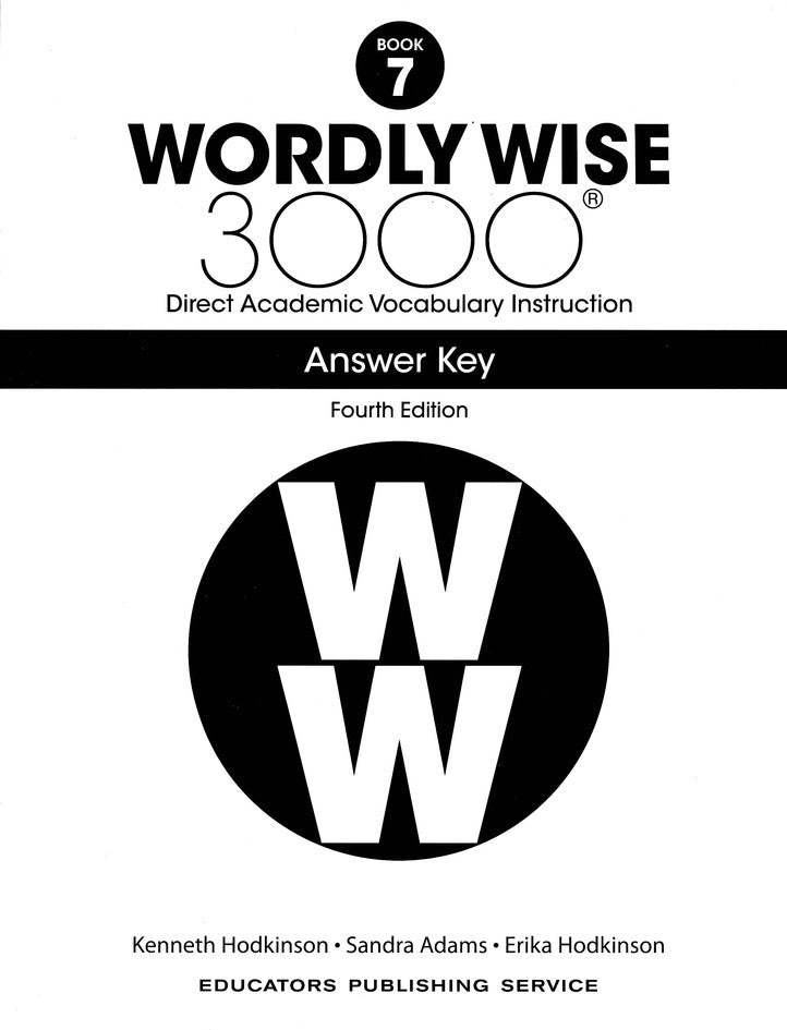 Wordly Wise 3000 Book 7 Key (4th Edition; Homeschool Edition)