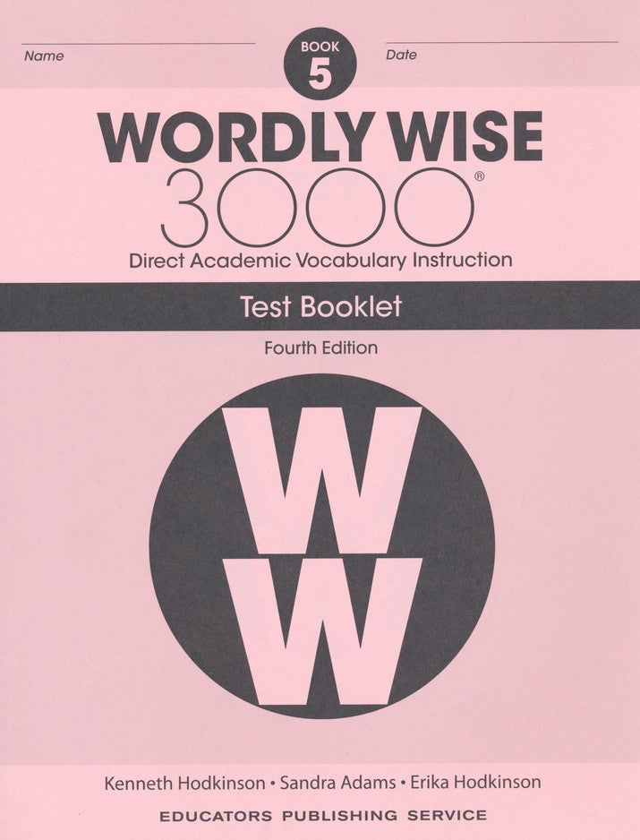 Wordly Wise 3000 Book 5 Tests (4th Edition; Homeschool  Edition)