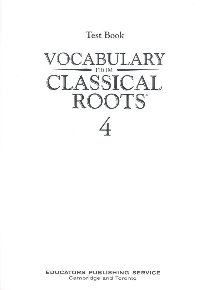 Vocabulary from Classical Roots Blackline Master Test Book 4 (Homeschool Edition)