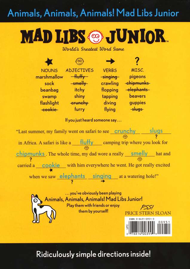 Mad Libs Junior: Animals, Animals, Animals!