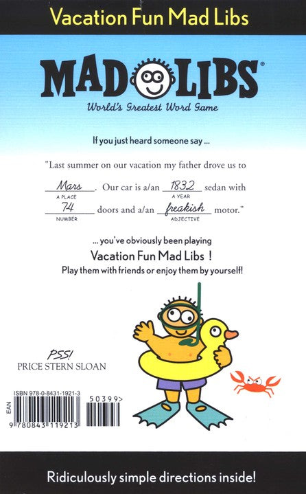 Vacation Fun Mad Libs