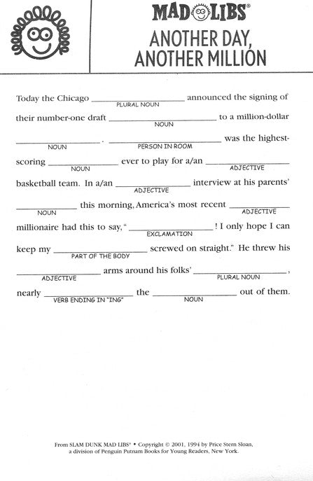 Slam Dunk Mad Libs