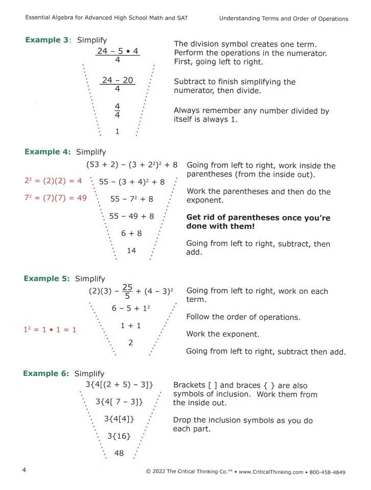 Essential Algebra for Advanced High School and SAT