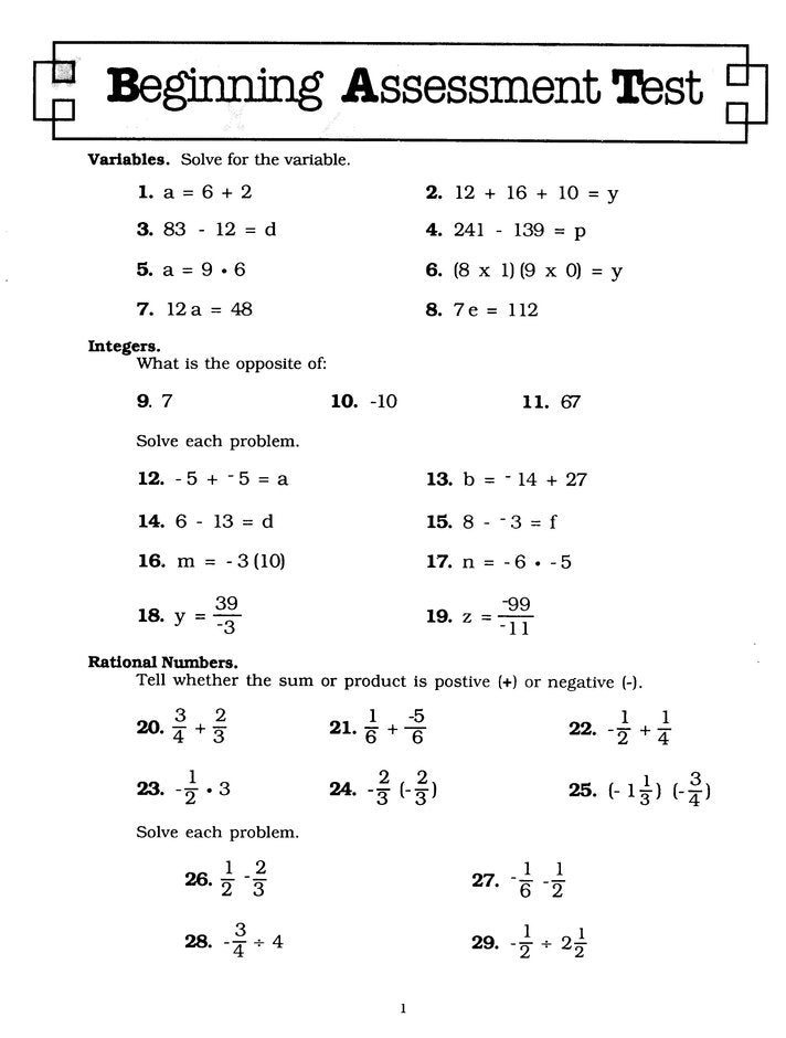 Straight Forward Math Series: Pre-Algebra Book 2